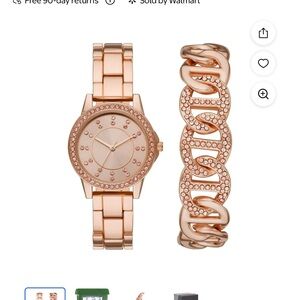 Time and Tru Gold Watch with Crystal Accents
